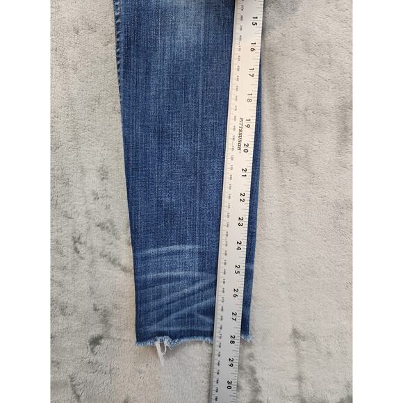 Madewell 10” High Riser Skinny Skinny Jeans Size 25 Blue Raw Hem Button Fly - Picture 13 of 15